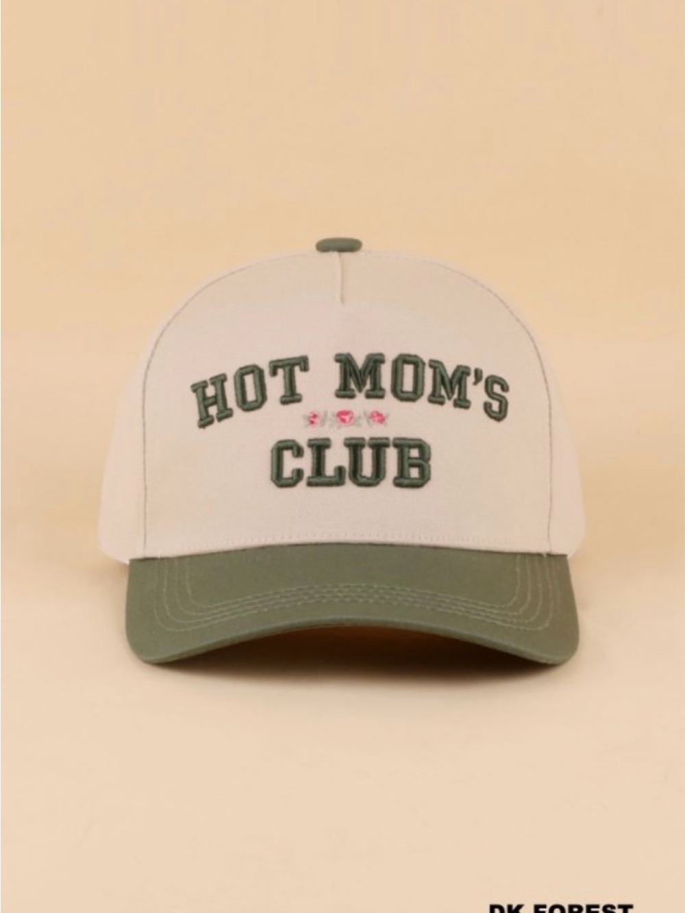 Hot Mom's Club Two-Tone Hat - White & Forest Green